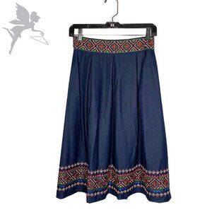 ALYA A Line Embroidered Folk Art Skirt